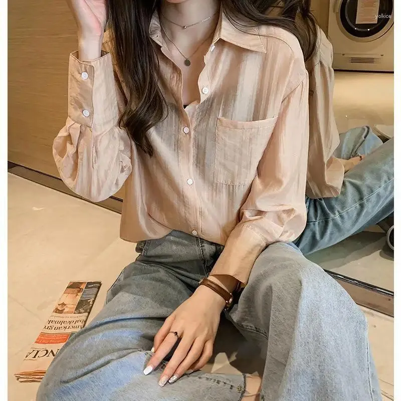 Women's Blouses Spring SummerFashion Female Long Sleeve Loose Solid Casual Shirt Women Chiffon Blouse Tops Plus Size Shirts M-4XL