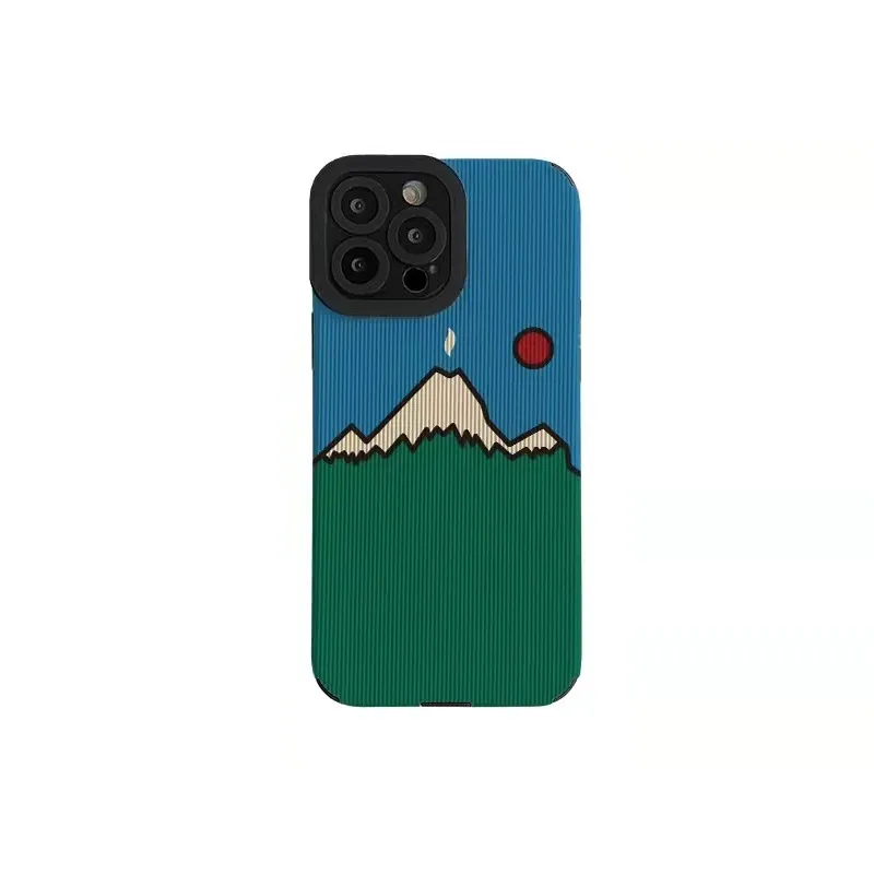 Funda de cuero con diseño de volcán y amanecer para iPhone, carcasa trasera de silicona suave a la moda para iPhone 15, 14, 13, 12, 11 Pro Max, XS, X, XR, 15 Plus, 30 unidades