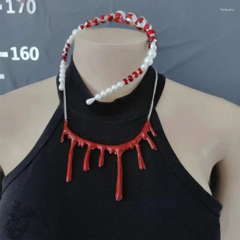 Pinzas para el pelo 634C, aro de perlas de sangre, diadema de terror para Halloween, disfraz de Cosplay, decoración para fiesta de disfraces, accesorio para casco