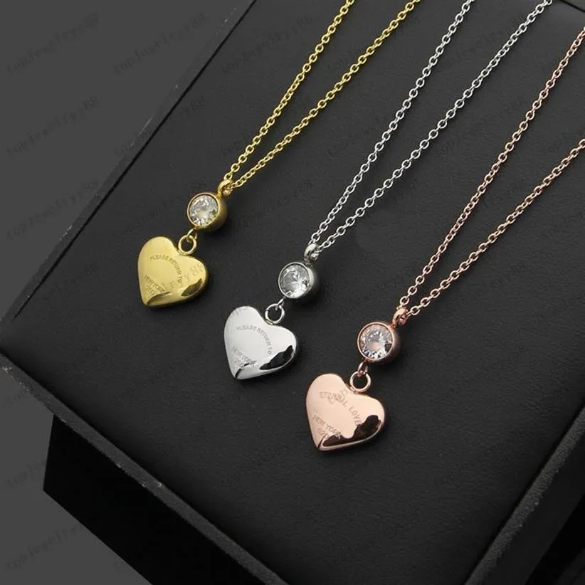 Luxury heart-shaped single diamond gold necklace designer peach heart earrings couple Christmas gift with original velvet bag and 247m