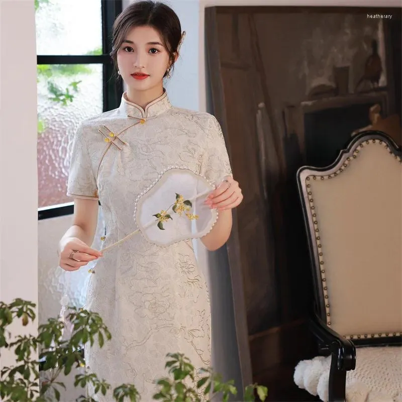 Ethnic Clothing Women Chinese Style Print Slim Cheongsam French Retro Lace Sexy Mini Dress Vintage Oriental Qipao Party Dresses Bodycon