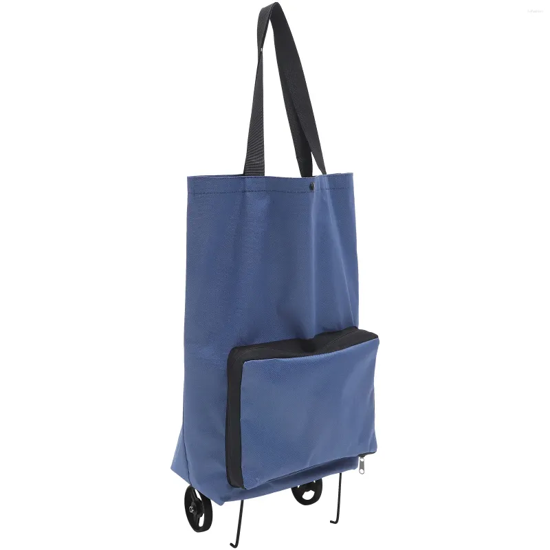 Storage Bags Travel Bag Organizer Collapsible Trolley Folding Grocery Reusable Shopping With Wheels Laundry Pouch Cart