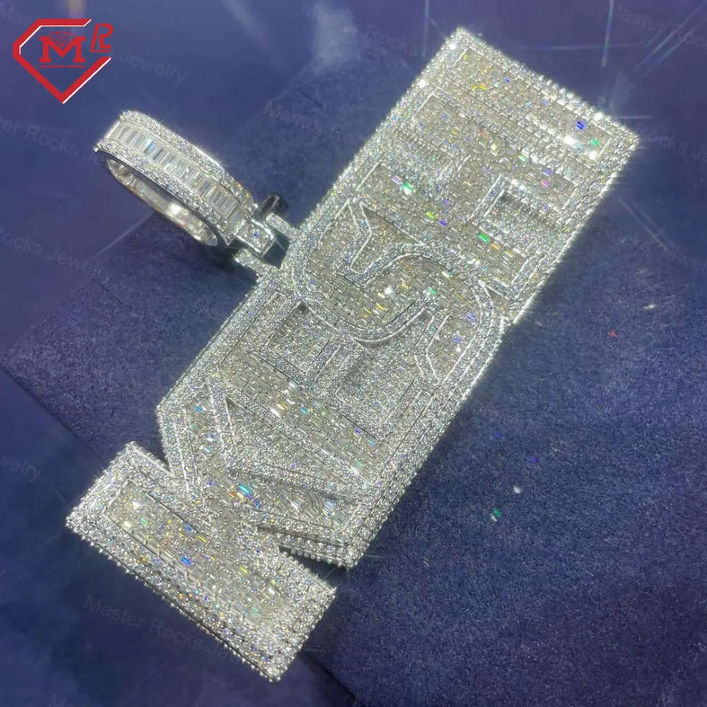 Ciondolo in moissanite personalizzato con nome di lettera Sier in argento sterling con diamante VVS ghiacciato Hip Hop