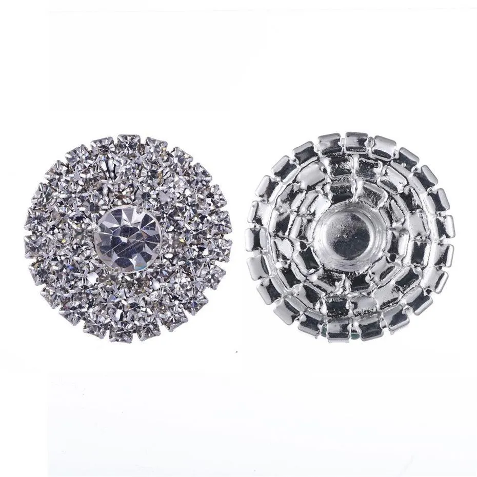 50pcs 25mm Round Rhinestone Silver Button Flatback Decoration Crystal Buckles for Baby Hair Assories3012