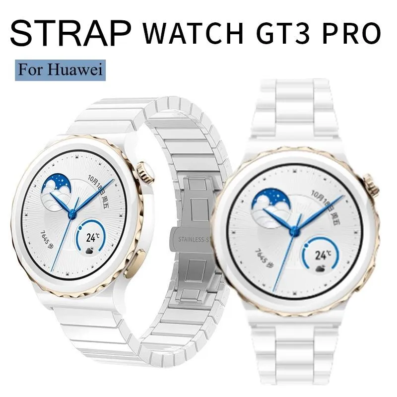 Tillbehör Luxury Ceramic Strap For Huawei Watch GT3 Pro Smart Band Armband GT 3 Pro 43mm 46mm Tillbehör GT3PRO Vita armbandsband