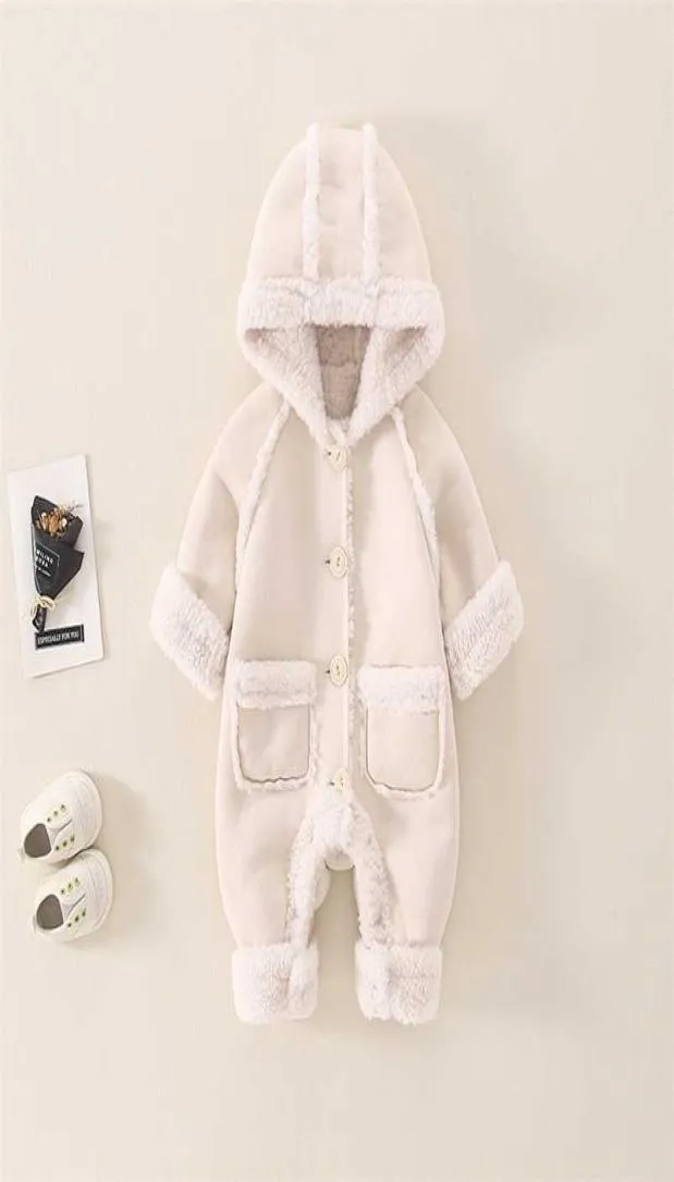 Kalın sıcak bebek bebek tulumu kapüşonlu pole erkek kız kış sonbahar tulum çocuklar için çocuk dış giyim snowsuit romper 28762022