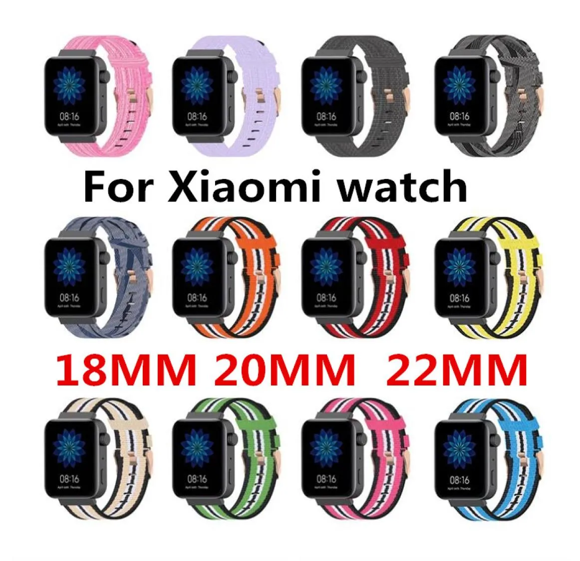 18mm 22mm 20mmファブリックバンドナイロンウォッチスポーツストラップバンドfor XiaomiウォッチSamsung Galaxy Gear S3 S2 Classic Bands Amazfit for Huawe1435694