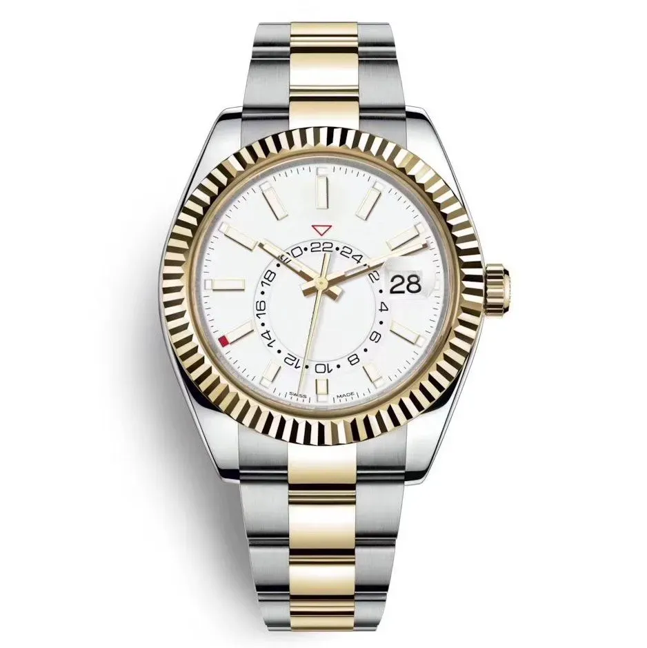 남성 시계 자동 기계식 움직임 시계 소형 다이얼 사파이어 캘린더 41mm 팔찌 패션 비즈니스 비즈니스 스카이 거주자 남성 여자 손목 시계 montre
