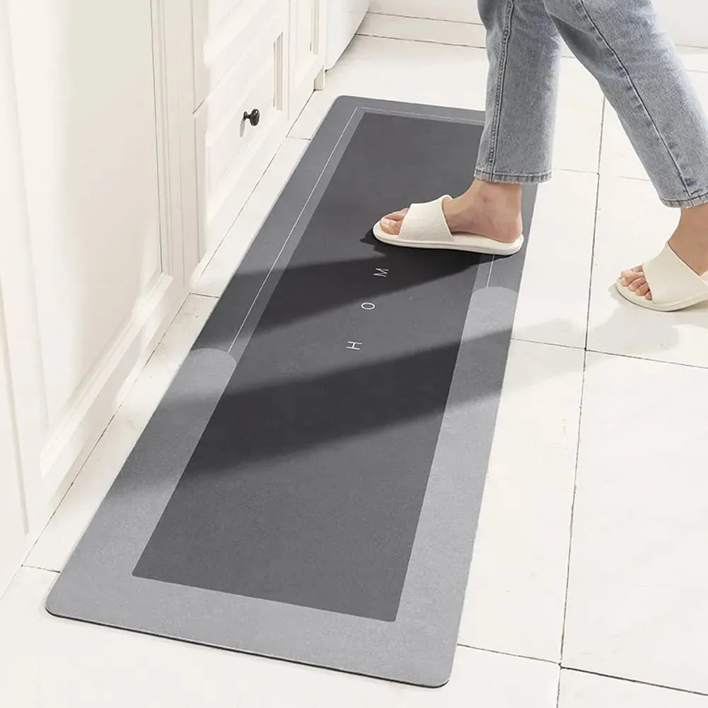 Alfombra de suelo de cocina, almohadilla de barro de diatomeas, alfombra antideslizante de baño súper absorbente, alfombrillas lavables, tira larga 231229