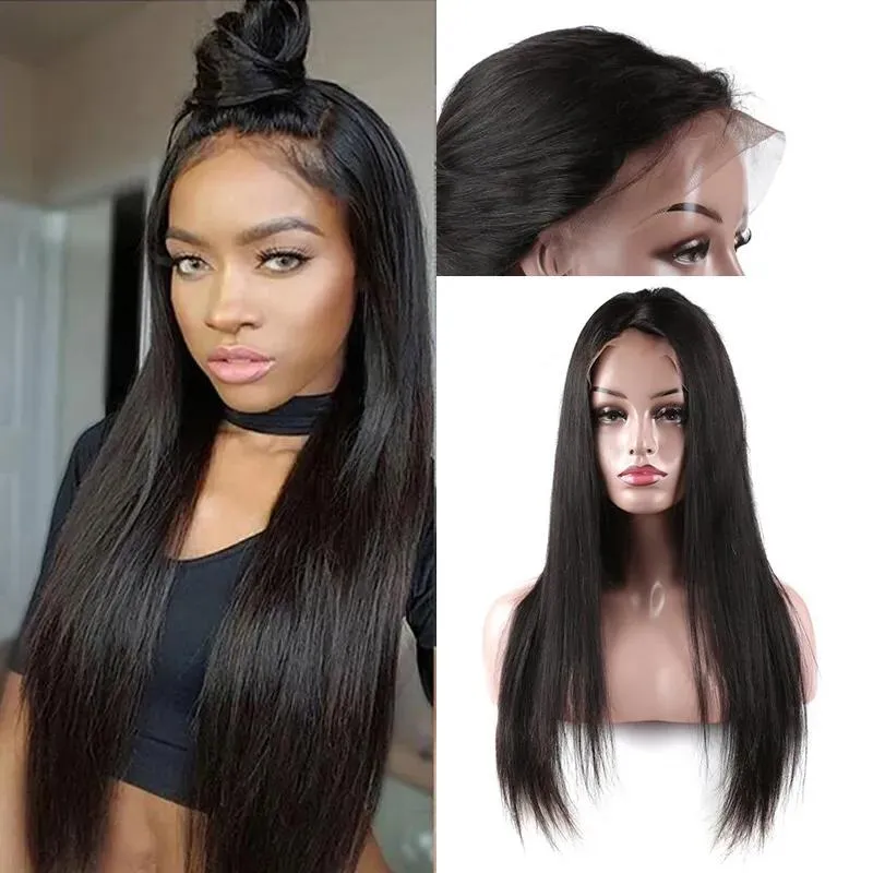 Wigs Raw Pre Plucked Brazilian 100% Human Hair Lace Front Wig With Baby Hair For Black Women Cuticle Aligned Hair Silky Straight Natura