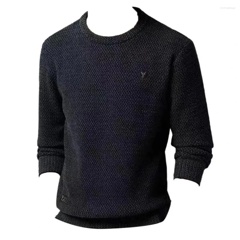 Herensweaters Warm basisshirt voor heren Gezellige gebreide trui Herfst Winter Dikke trui met ronde hals Effen Kleur Elastisch Dagelijks