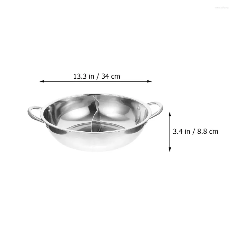 Pans Stainless Steel Pot With Divider Sturdy Metal Pan Cooktop Kitchen