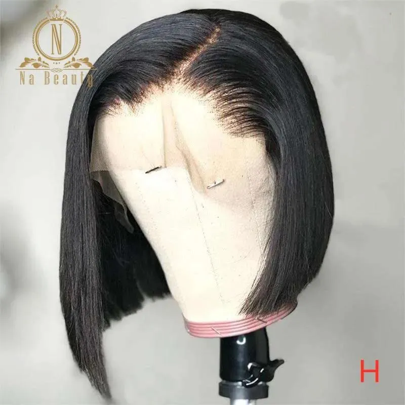 Perruques HD Transparent dentelle perruques courtes perruques de cheveux humains droit Bob 13x6 dentelle avant perruque pour les femmes noires Remy cheveux pré plumés Nabeauty