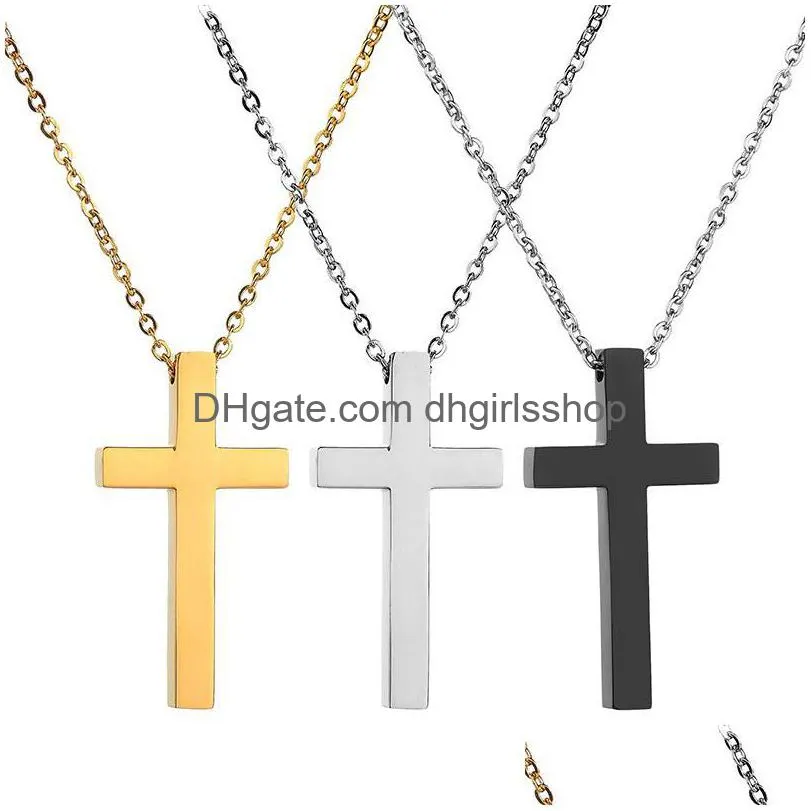 Pendentif Colliers Acier inoxydable Croix Hommes Relin Faith Crucifix Charme Décoration Chaîne Pour Femmes Bijoux Cadeau Drop Livraison Pendentifs Dhz7O