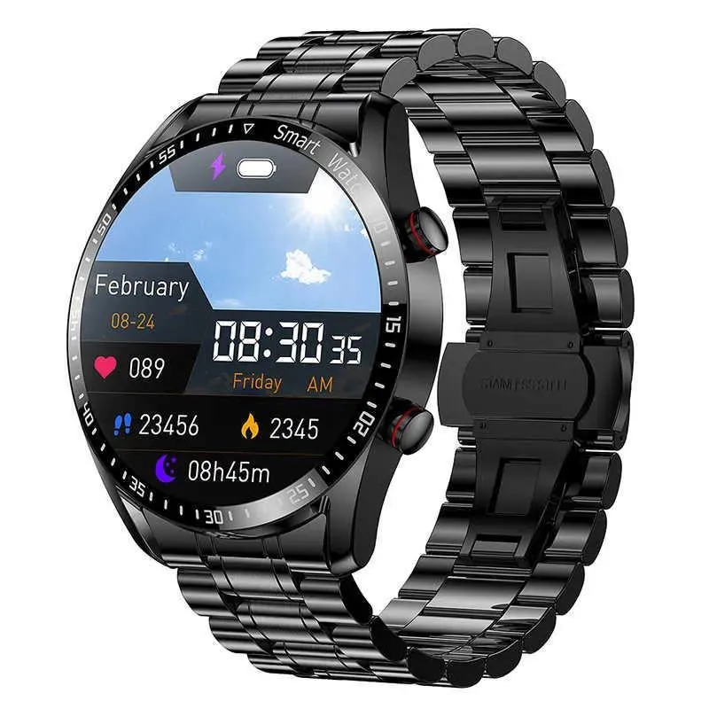 Regardez un nouvel appel Bluetooth Smart Watch Business en acier inoxydable Call Watch ECG Sports Watch