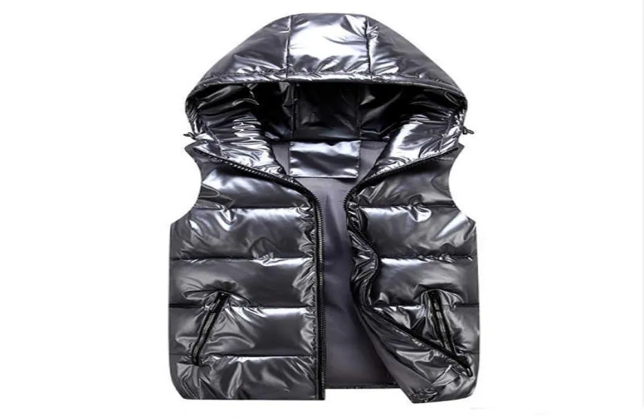 Colete para menino crianças com capuz quente outerwear crianças casaco brilhante bebê menina sem mangas jaqueta de inverno para baixo acolchoado colete à prova d2485água 24858424