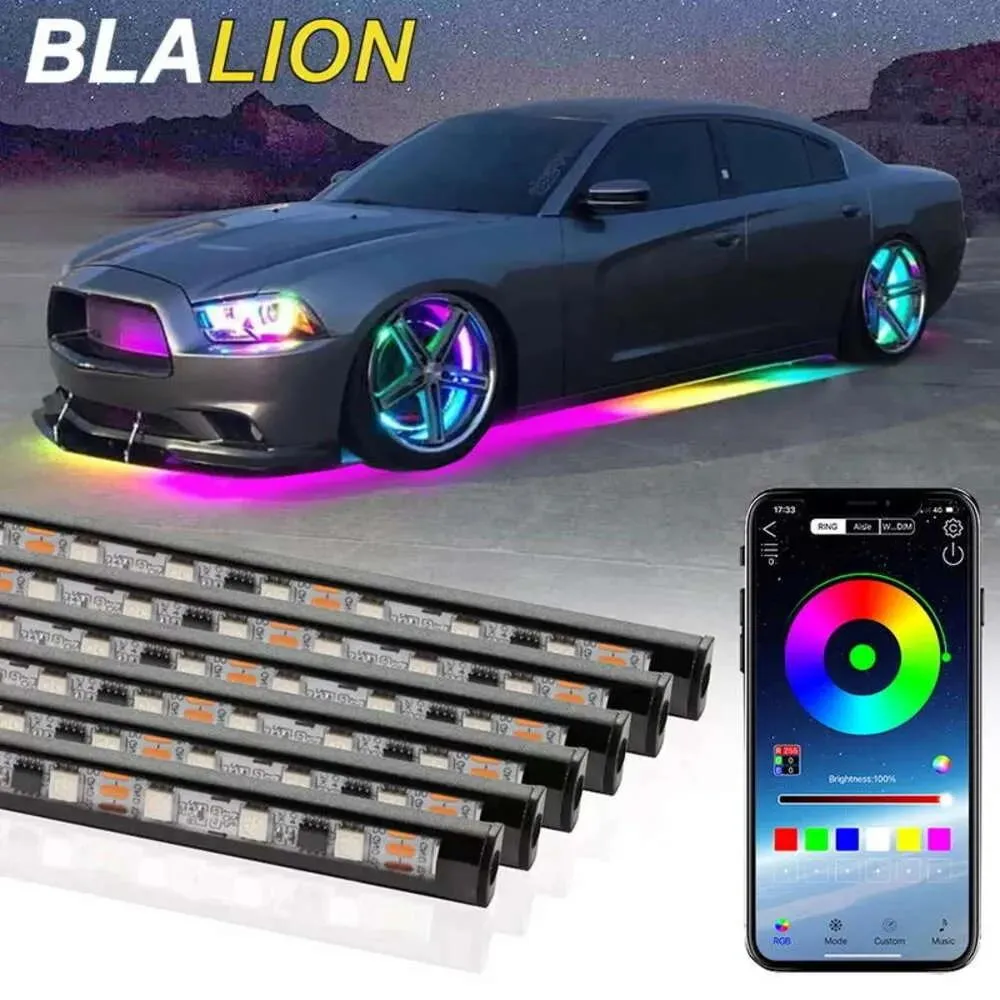 Lights New SEAMETAL Car Flexible Underglow Strip Light LED Underbody Remote APP Control RGB Neon Lights Atmosphere Lamp for Auto Decorati