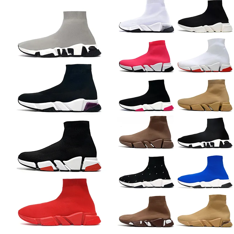 2024 Speed 2.0 Shoe Platform Sneakers Men Women Speed Sock Shoes Black White Brown Ruby Vintage Beige Pink Speed Trainers Dhgates Shoes Winter Boots Size 36-45