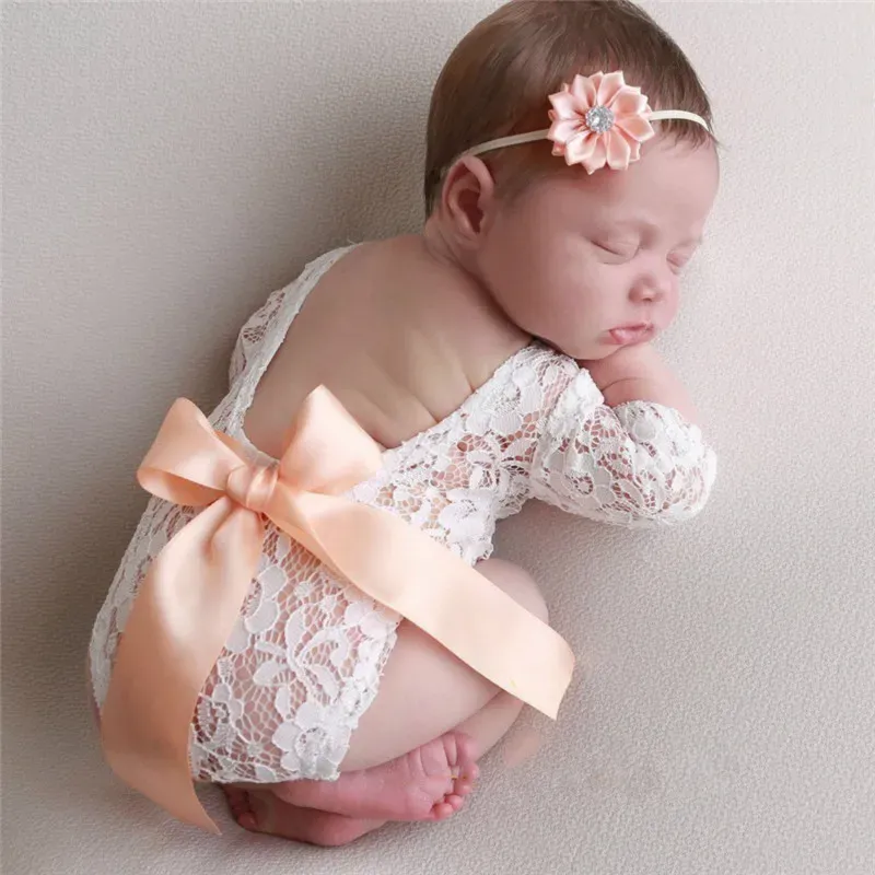 Lace Baby Romper Bloomer Set Newborn Girl Outfit, Infant Jumper - Main Image