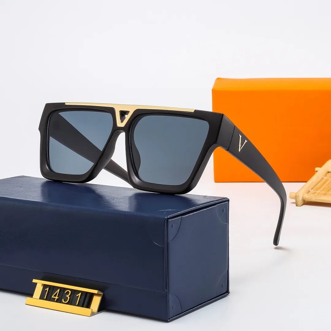 Mode solglasögon glasögonglasögon designer varumärkesram mörka linser för män kvinnor solglasögon med låda