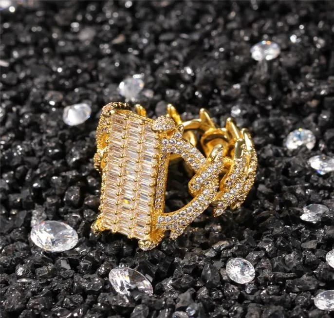 18 -karne złote pierścienie z CZ Stone lod out Cool Hiphop Ring Marka Projekt Luksusowy biżuteria hip -hopowa Pełna klaster dimaond Pierścienie 5571143