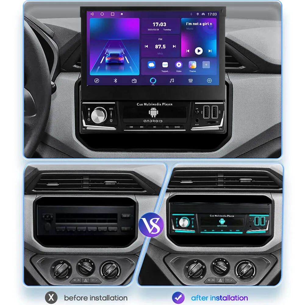 Auto Estereo 7 Pantalla Retractil 1 Din Android Auto Carplay