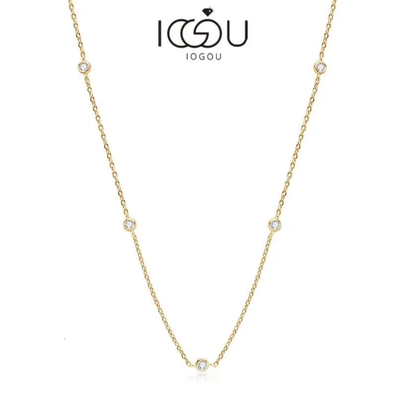 IOGOU – collier ras du cou en argent Sterling 925, rond, couleur D, 2.5mm, pour femmes, couleur or 14 carats, certificat cadeau, 162 pouces, 231229