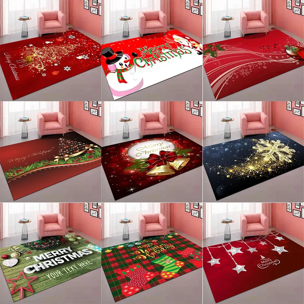 Soggiorno tappeto Babbo Natale decorazione della casa divano tavolo camera da letto ampia area tappetino antiscivolo Natale 231229