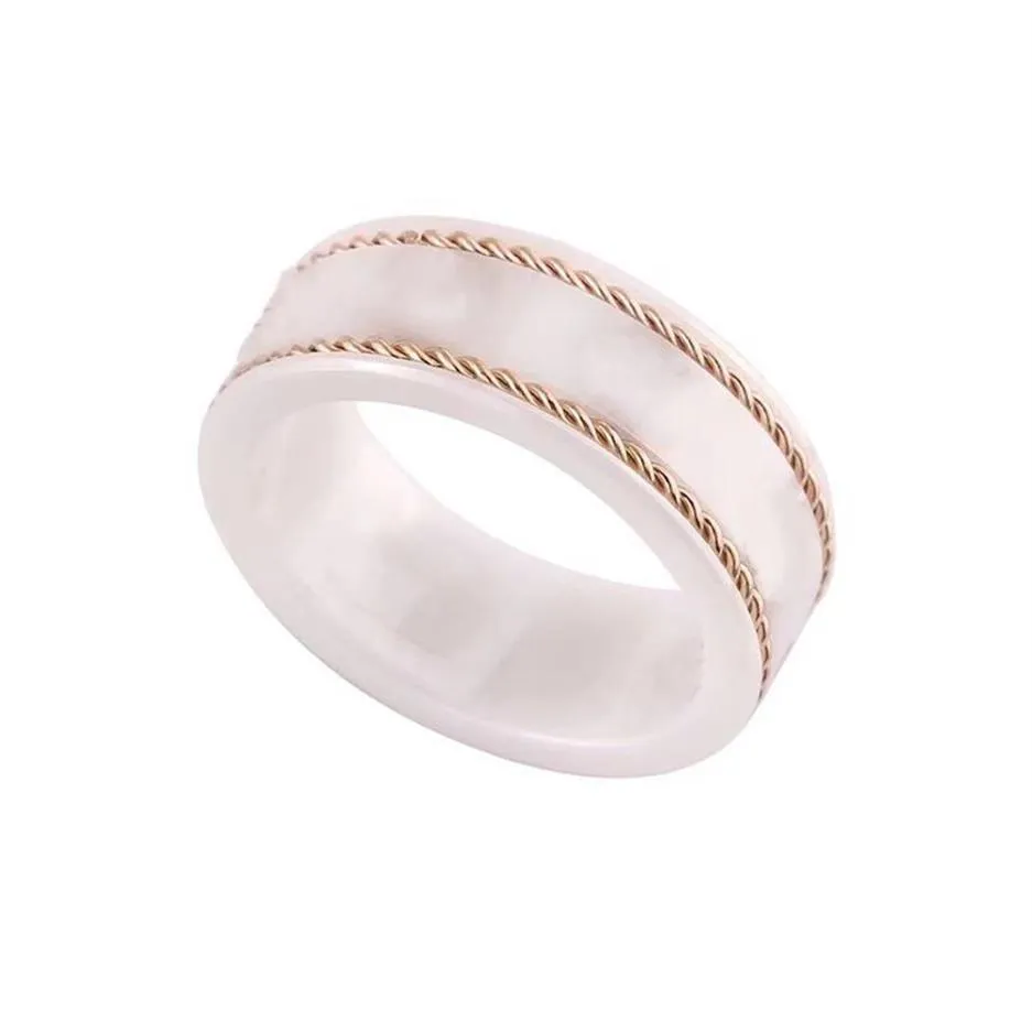 Rose Gold Designer ringer män kvinnor vit svart keramisk ring lyxiga män smycken charm Letter Friendship Italy Fashion Jewelry Wed2392