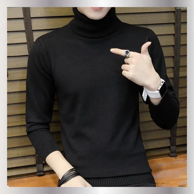 Männer Pullover Winter Korea Herren Hohe Kragen Sweatshirt Warme Einfarbig Soft Slim Mode Lässig Pullover Pullover Männer Kleidung 2023 Z1