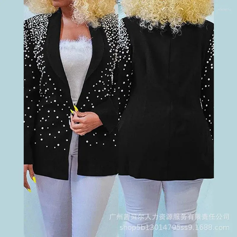 Kvinnors kostymer 2024 Autumn Winter Fashion Clothing Solid Color Bubble Beads Stor lapel långärmad dräkt