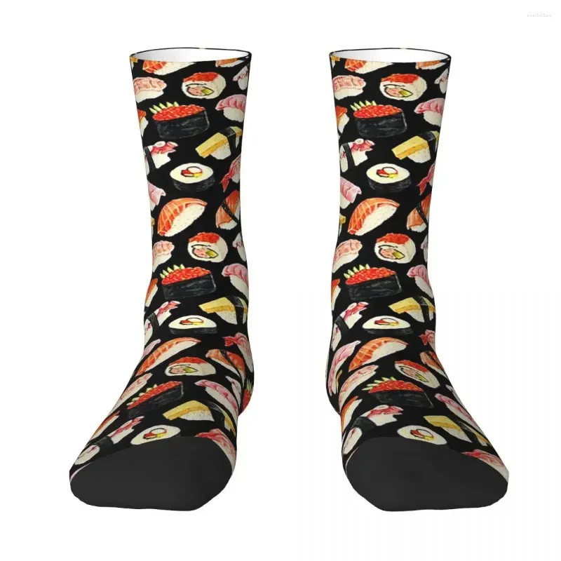 Men's Socks All Seasons Crew Stockings Sushi Pattern - Black Harajuku Fashion Hip Hop Long Accessories For Men Women Gifts