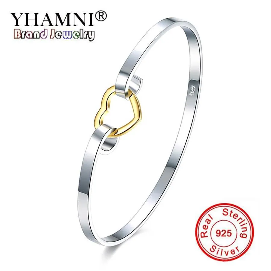 Yhamni marka romantyczna prezent miłości 925 Srebrna bransoletka 925 Srebrna biżuteria srebrna bransoletka urok bransoletka dla kobiet B082329E