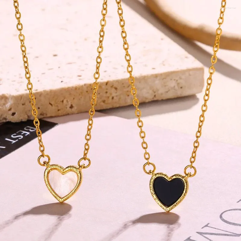 Pendant Necklaces White Natural Shell Heart Necklace For Women Gold Color Stainless Steel Chains Fashion Party Wedding Wholesale