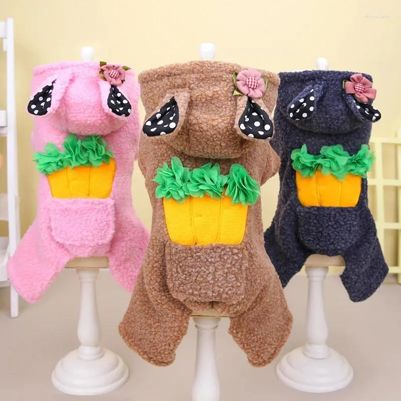 Dog Apparel Pocket Carrot Pet Four Legs Clothing Winter Thickened Warm Cardigan Puppy Coat Cute Teddy Clothes S-XXL