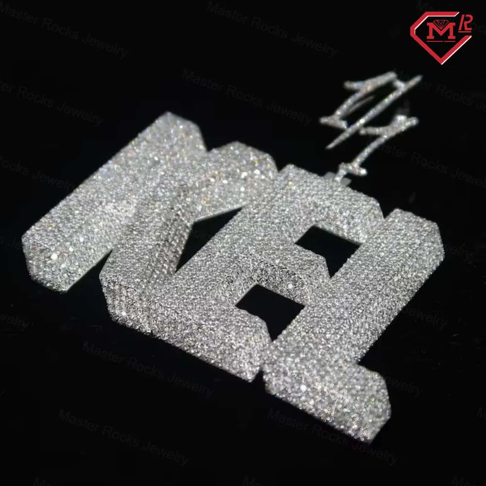 Hiphop Iced Out Letter Pass Diamond Tester Sterling Sier Name Custom Moissanite Pendant