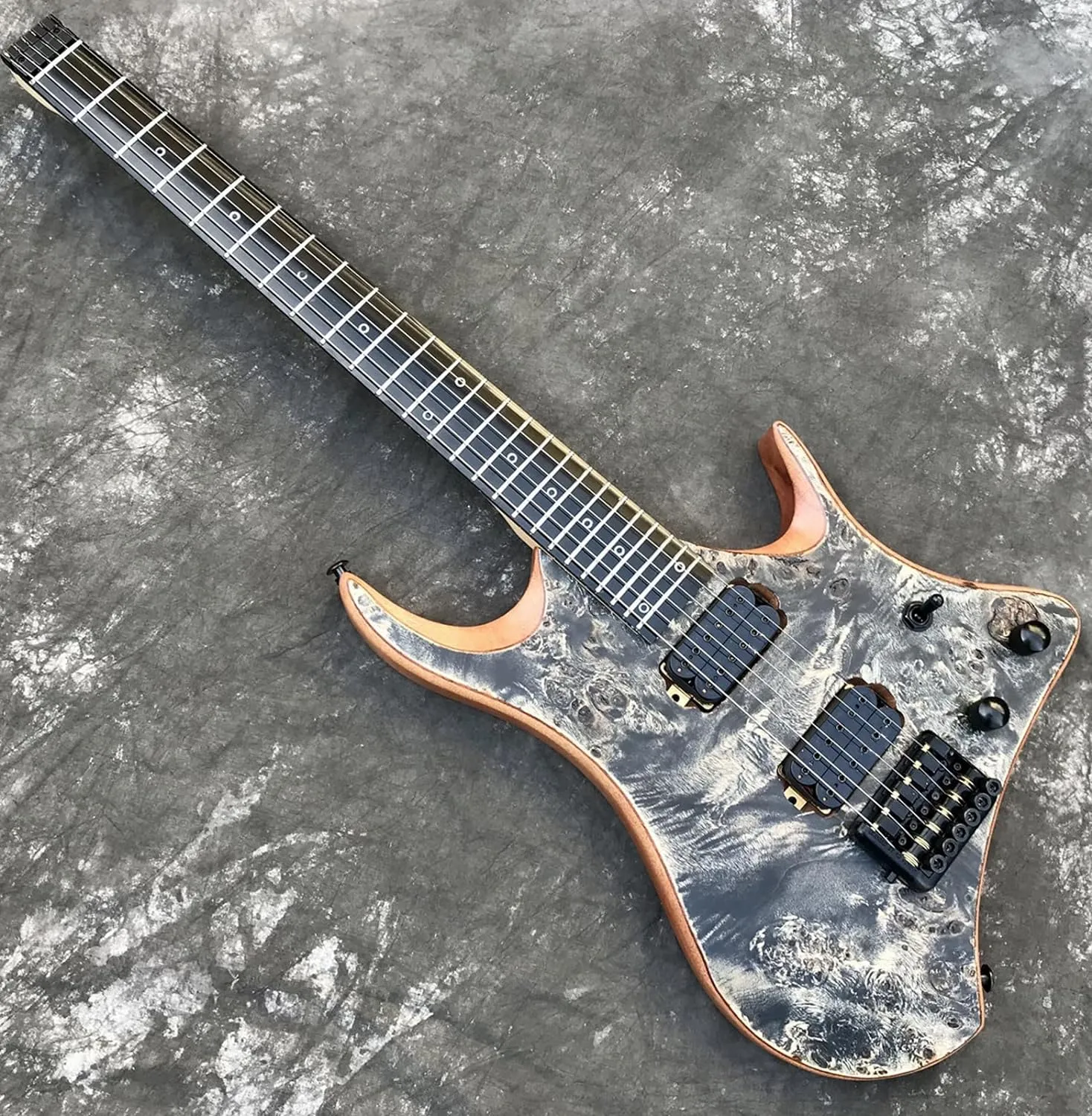 Upgrade Headless Electric Guitar 6 String Maple Neck 24 Fret