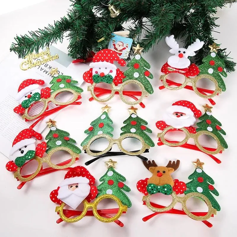 Солнцезащитные очки в оправе, рождественские очки для взрослых и детей, мультяшный Санта-Клаус, снеговик, елочное украшение, подарок
