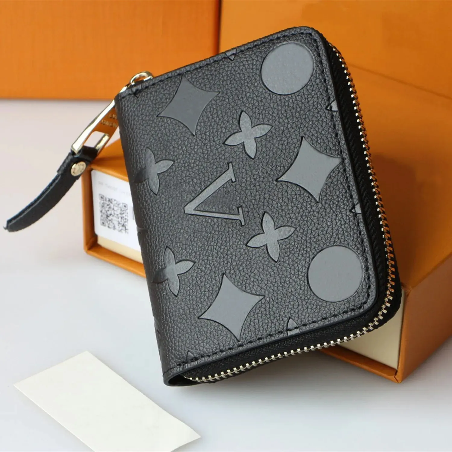 品質M60067 N63070 Zippy Zip Coin Purse Wallet本物の革ブラックフラワーレディスマンデザイナーキーポーチカードホルダー豪華な財布エンボス型カード所有者