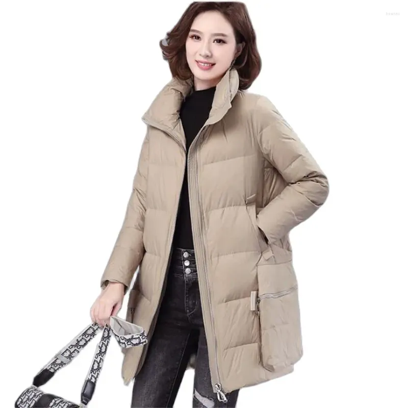 Women's Down M.Y.FANTASY 2023 Jacket Mid-Length Winter Style Korean Shiny Loose Fashion Thick Warm White Duck Jac