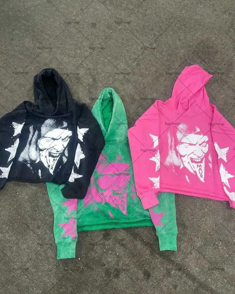 Neuer übergroßer Hoodie für Männer, Devil Print Street Hip-Hop-Kleidung, Y2k American Retro Harajuku Loose Pullover Sweatshirt