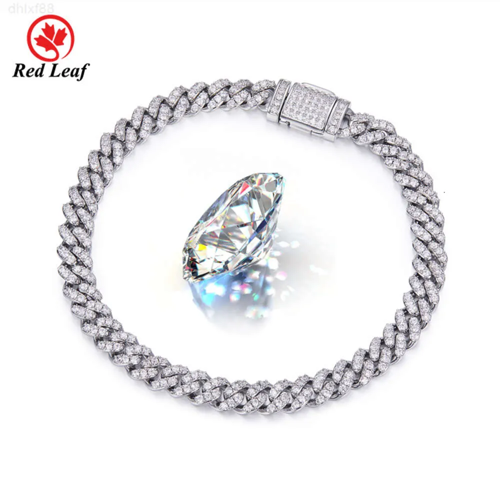 Redleaf Custom Gold S925 Zilver 7 8 9 18 20 22 24 Inch 10 13 15mm Breedte Ketting Armband Vvs Moissanite Cubaanse Link Chain