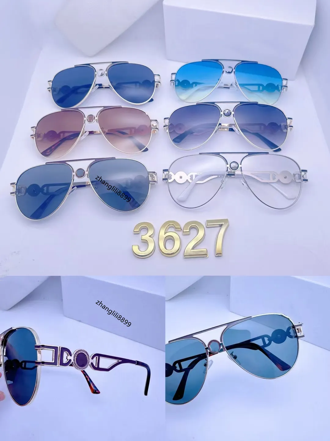 2024 Top Luxus Oval Rahmen Sonnenbrille Polaroid Objektiv Designer Damen Herren Goggle Senior Brillen für Frauen Brillen Pilot Vintage Metall Sonnenbrille 3627