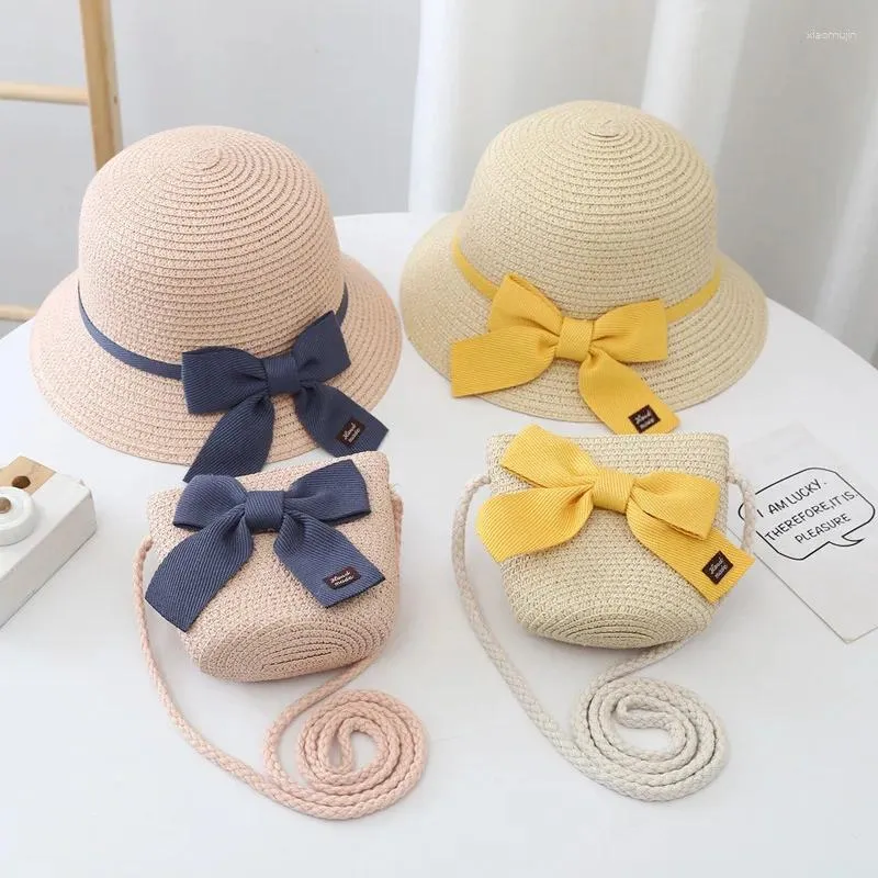 Cappelli 1 set Cappello da sole per bambini Set di berretti estivi per borsa di paglia per bambini Protezione da viaggio per bambini Pescatore da spiaggia per bambino