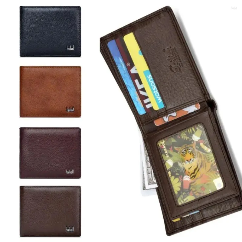 Portefeuilles Cuir de vachette hommes portefeuille court mode classique multi-positions porte-cartes multi-fonction Durable mâle en cuir sac à main poche