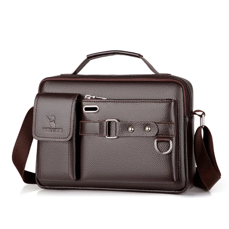 Bolsa masculina de couro transfronteiriça europeia e americana, bolsa de ombro masculina, bolsa de ombro de couro de camada superior masculina, bolsa pequena crossbody casual masculina