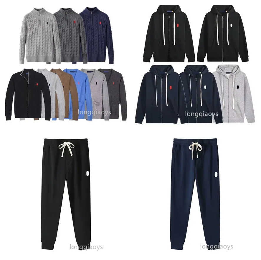 Designer Mens Polo hoodies sweatshirts Long sleeve polos Jacket Sweater knit casual hoody Jogger loose pants S-2XL