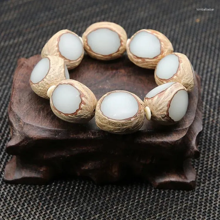 Bracelet plante naturelle à brins pour hommes et femmes, bijoux en bois de lave noir mat, perles blanches, porte-bonheur