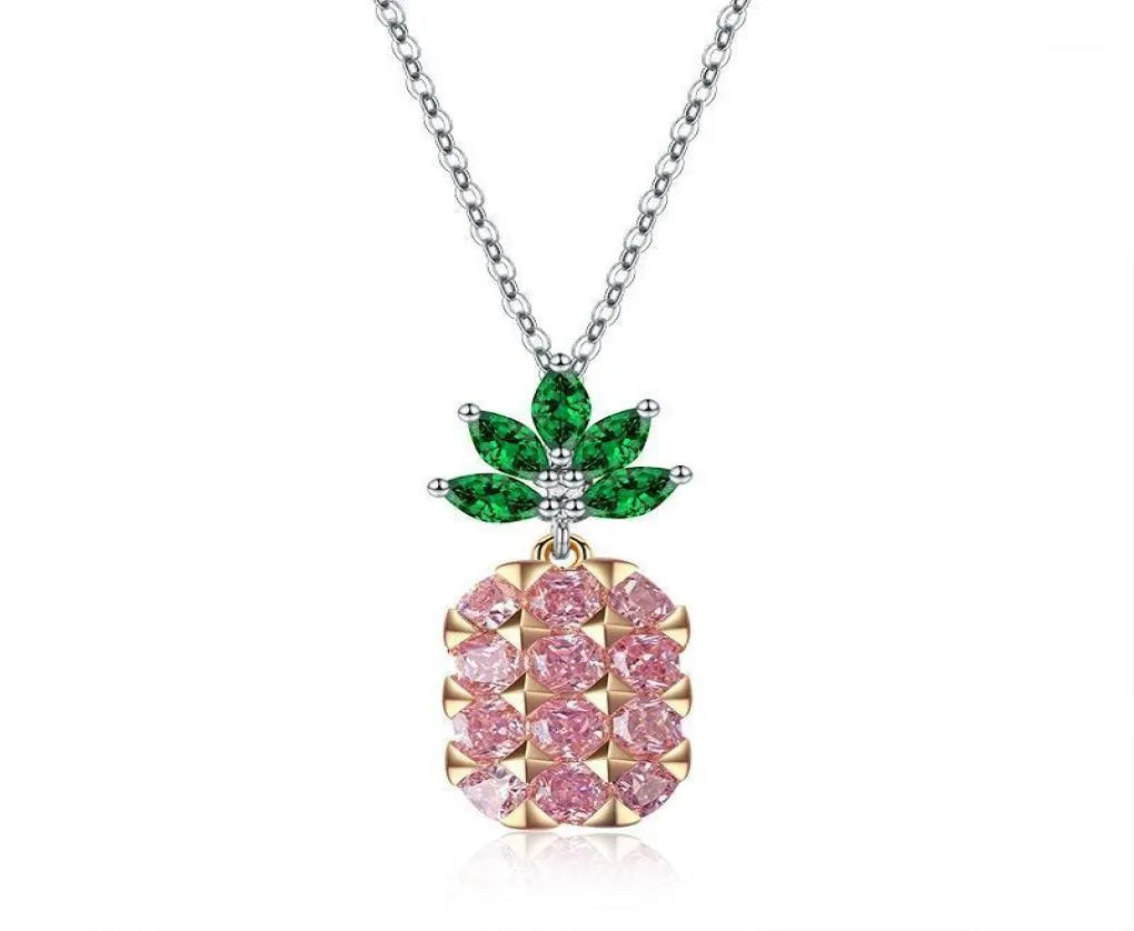 Kedjor 2021 Söt fruktrosa ananashänge halsband kristaller från österrikiska mode vilda fina smycken för kvinnor party3417048