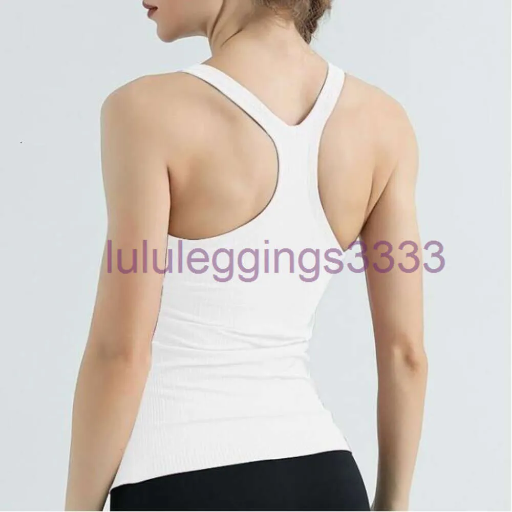 LU 2023 Senza maniche Ebb To Street Canotte Yoga Donna Vest con reggiseno imbottito Allenamento Fitness Atletica LL T-shirt sportiva